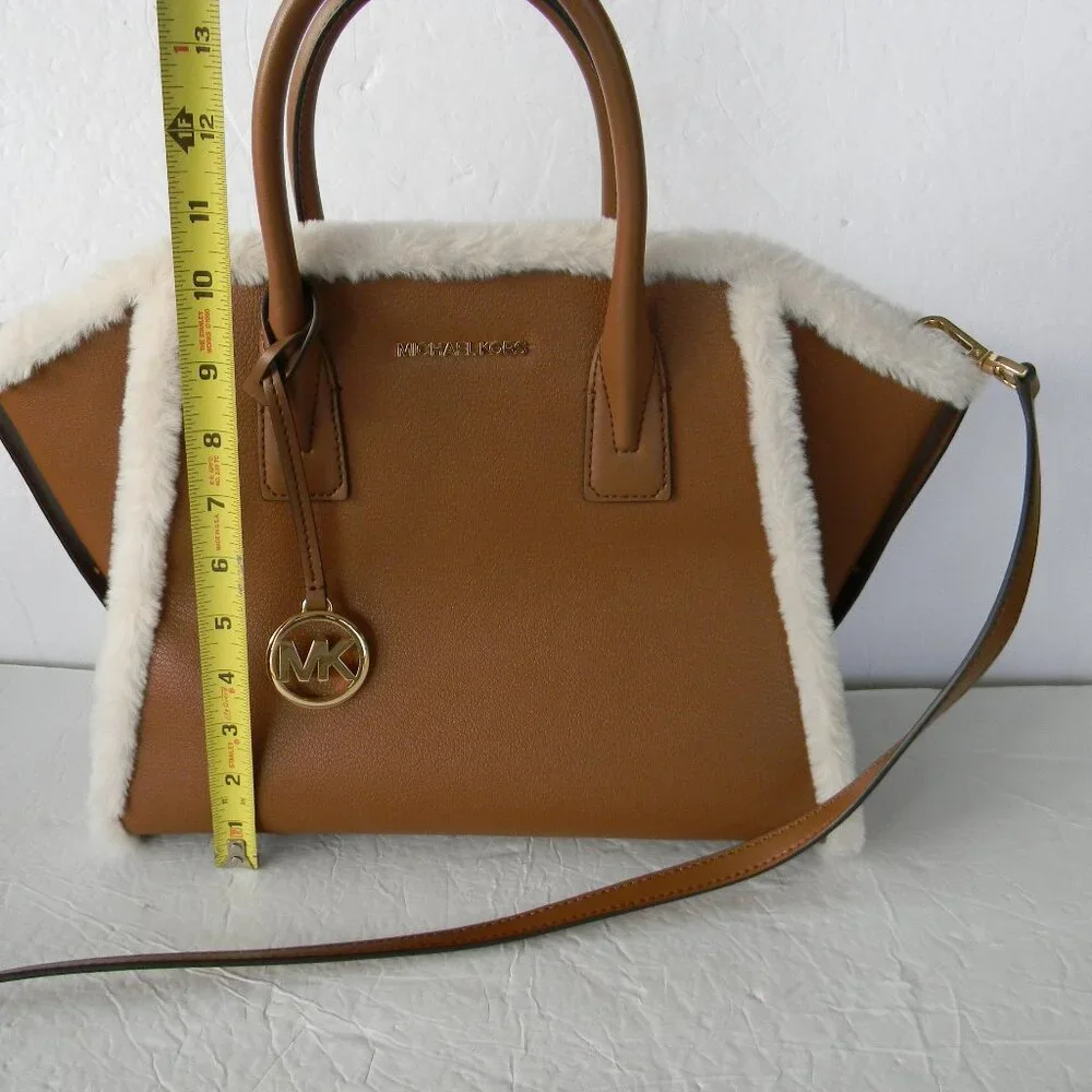 NWT MICHAEL KORS AVRIL LARGE LUGGAGE/SHERPA LEATHER SATCHEL CROSSBODY BAG - Picture 4 of 9